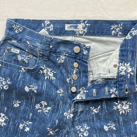 Polo Ralph Lauren Callen High Rise Slim Blue Jeans Floral Print Sz: 27R - Picture 8 of 16